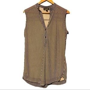 G Collection Black and White Stripe See Though Top